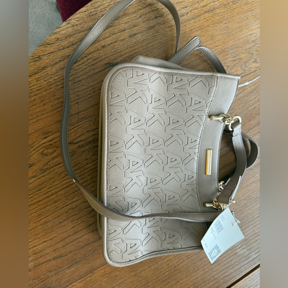 Anne Klein Embossed Taupe Crossbody Bag